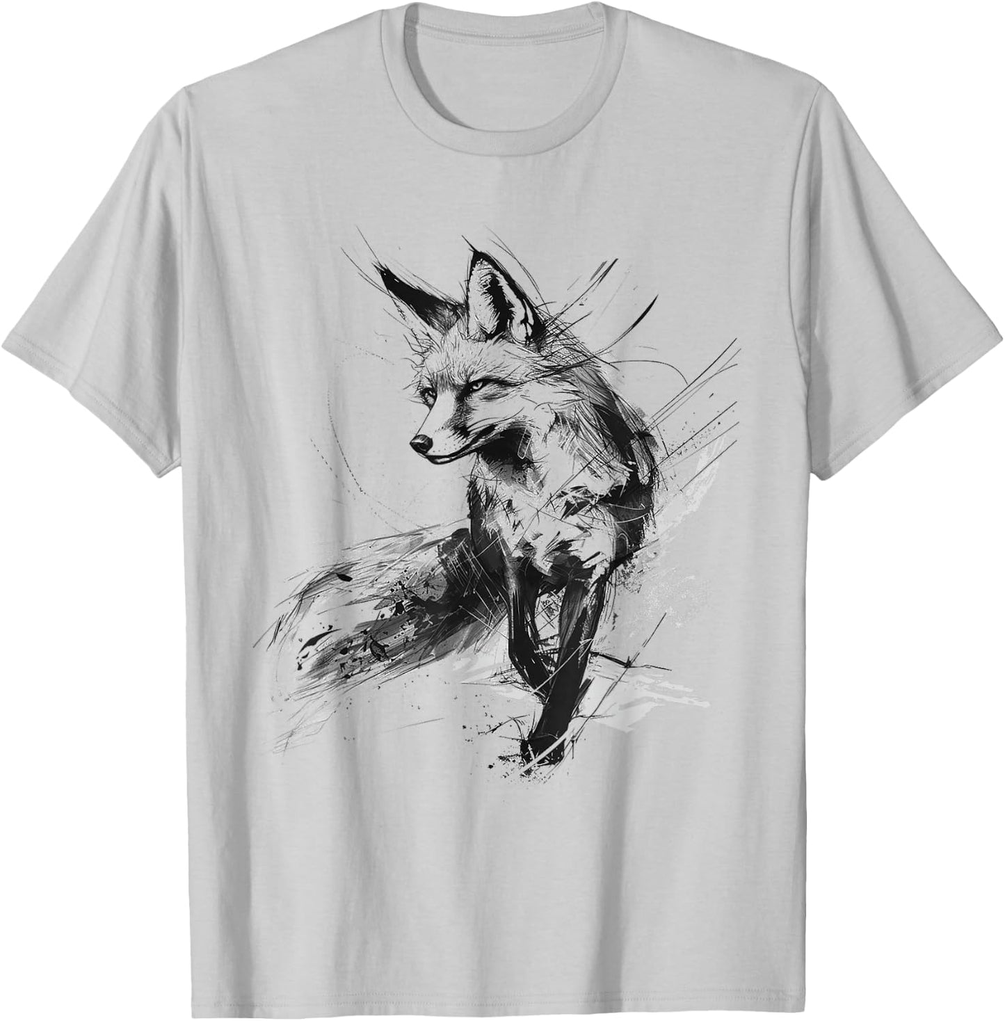 Fuchs Tierdruck Zoo Zeichnung Kunstwerk Abstrakter Fuchs T-Shirt - T-Shirt | Ash