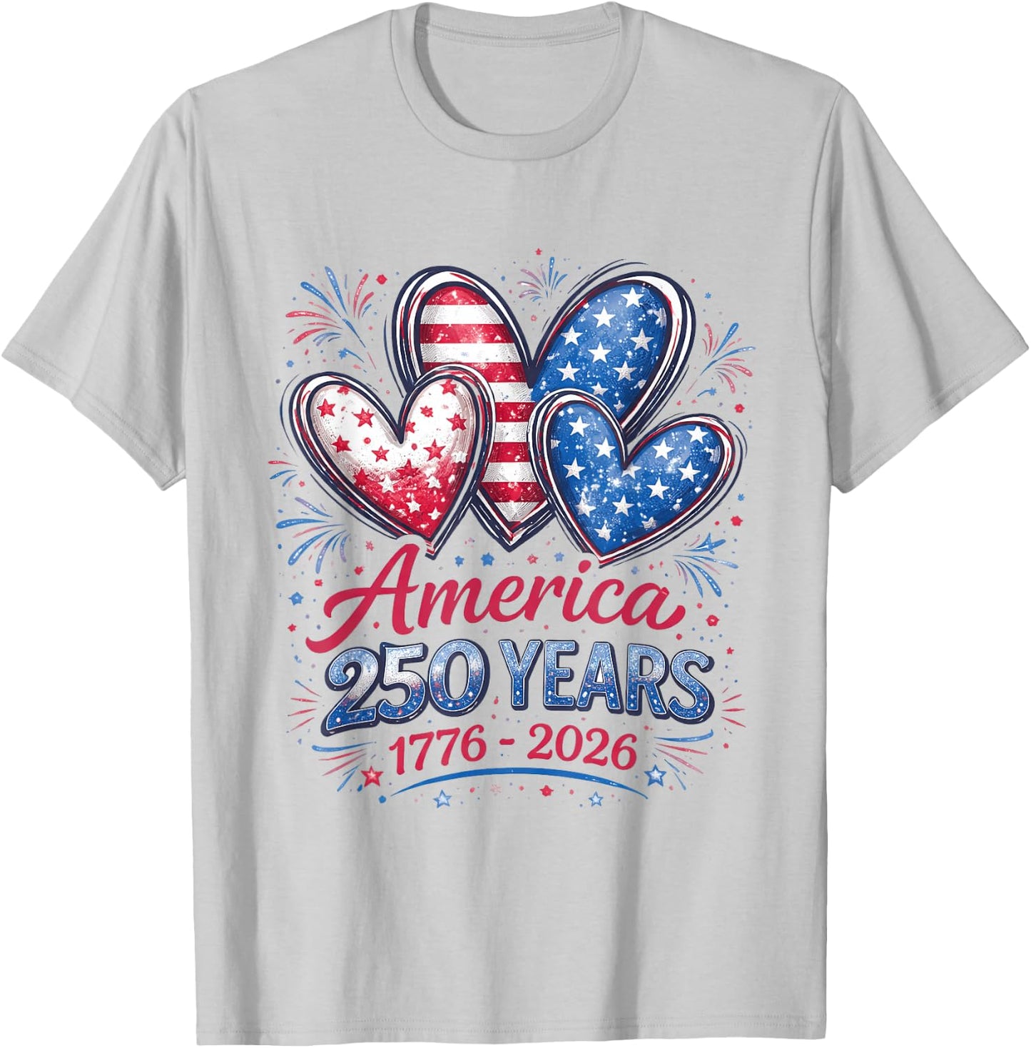 250th Anniversary America Flag Heart 250 Year Women Girls T-Shirt - T-Shirt | Ash