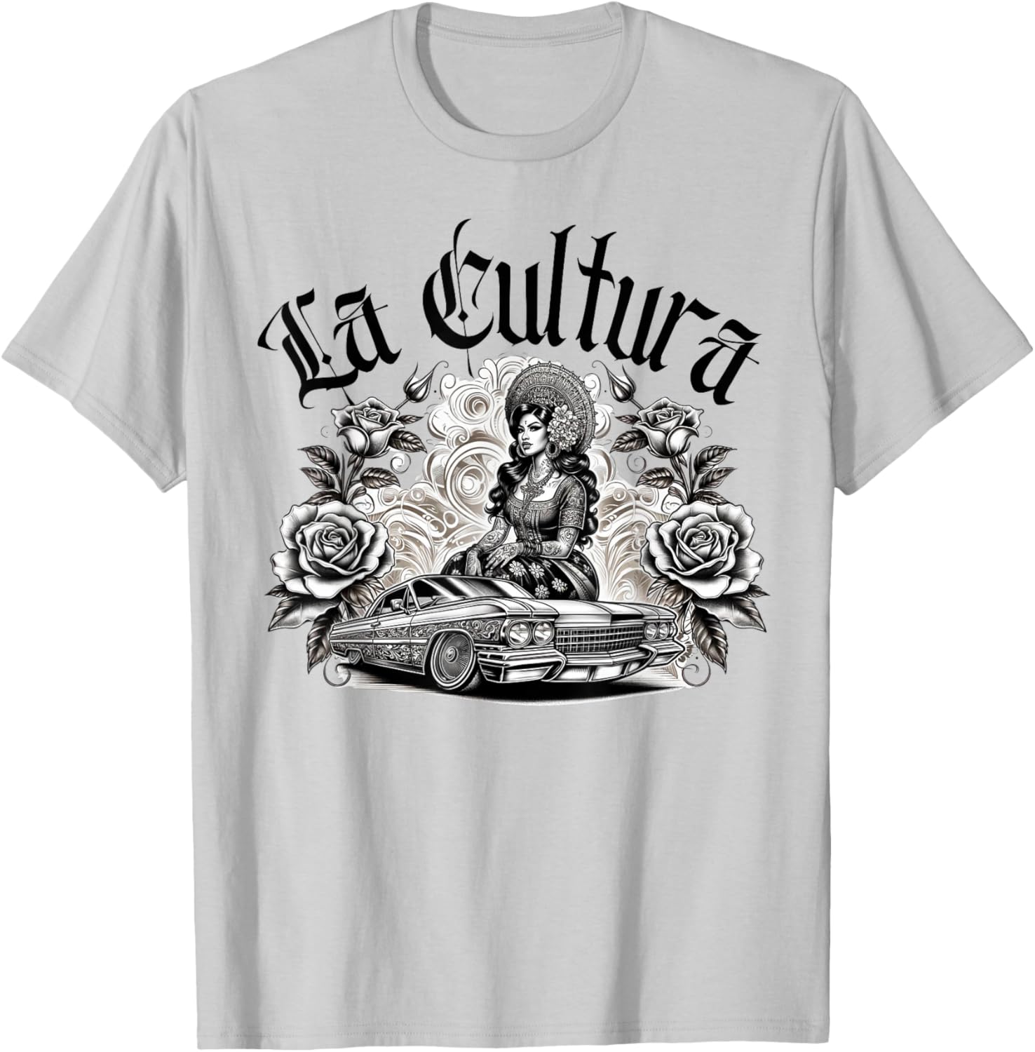 Mexican Street Culture Lowrider Beautiful Latina La Cultura T-Shirt - T-Shirt | Ash