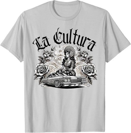 Mexican Street Culture Lowrider Beautiful Latina La Cultura T-Shirt - T-Shirt | Ash