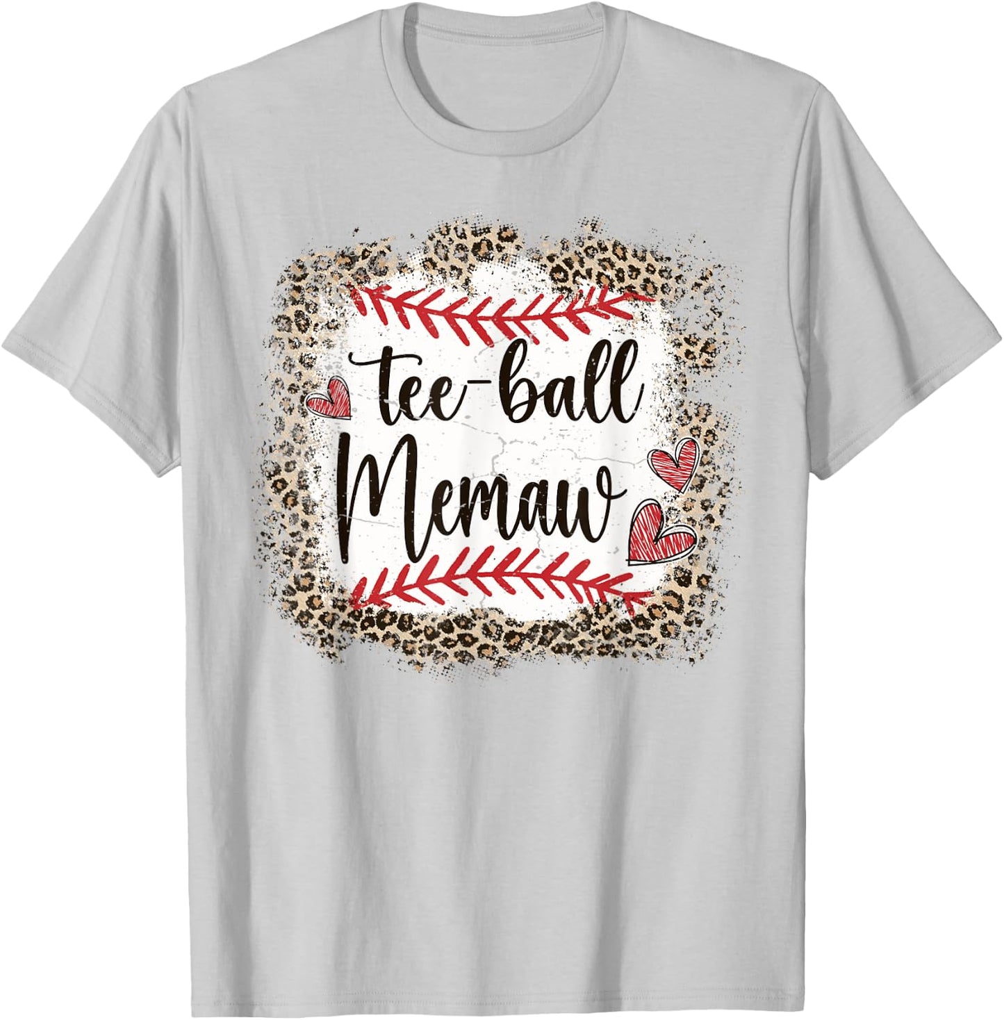 Ball Memaw Funny Leopard T-Ball Memaw T-Shirt - T-Shirt | Ash