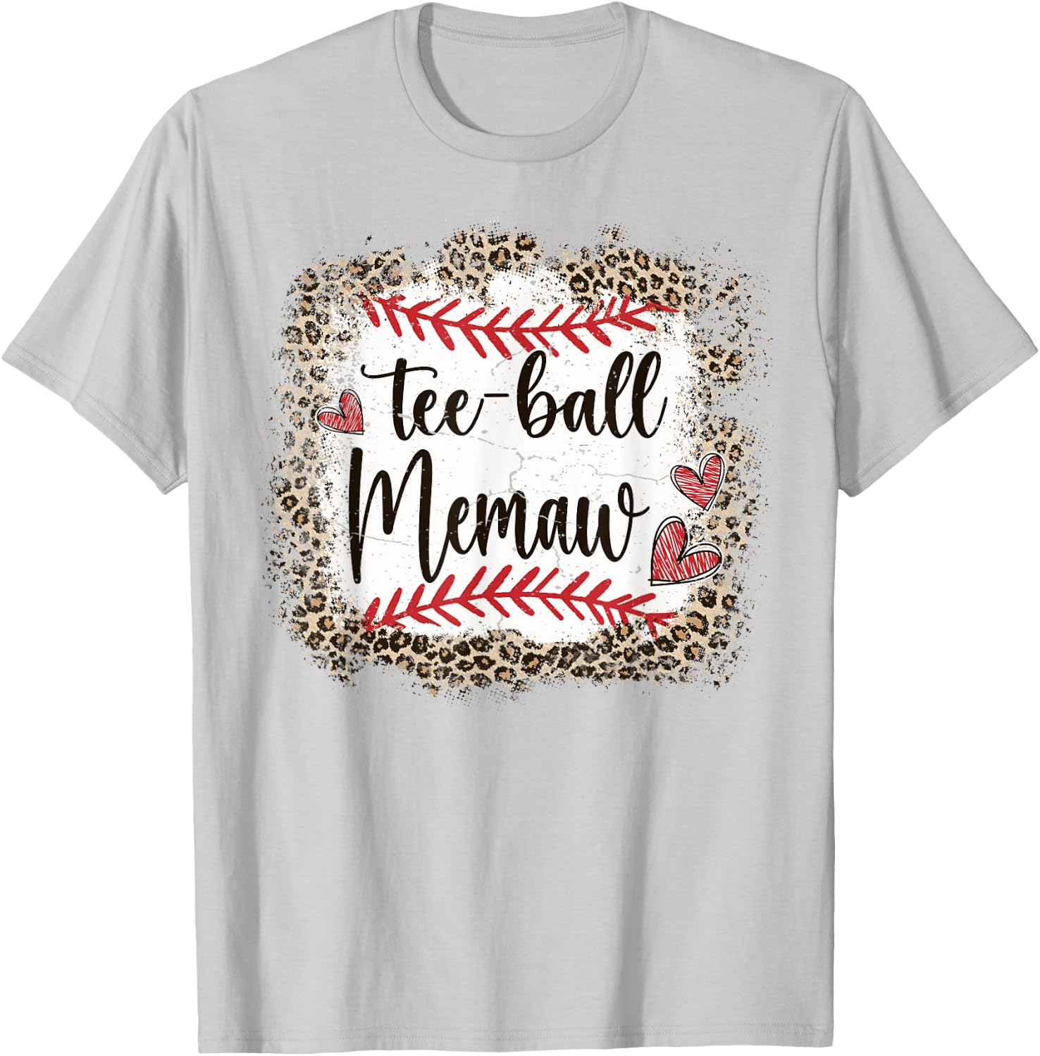 Ball Memaw Funny Leopard T-Ball Memaw T-Shirt - T-Shirt | Ash