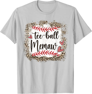 Ball Memaw Funny Leopard T-Ball Memaw T-Shirt - T-Shirt | Ash