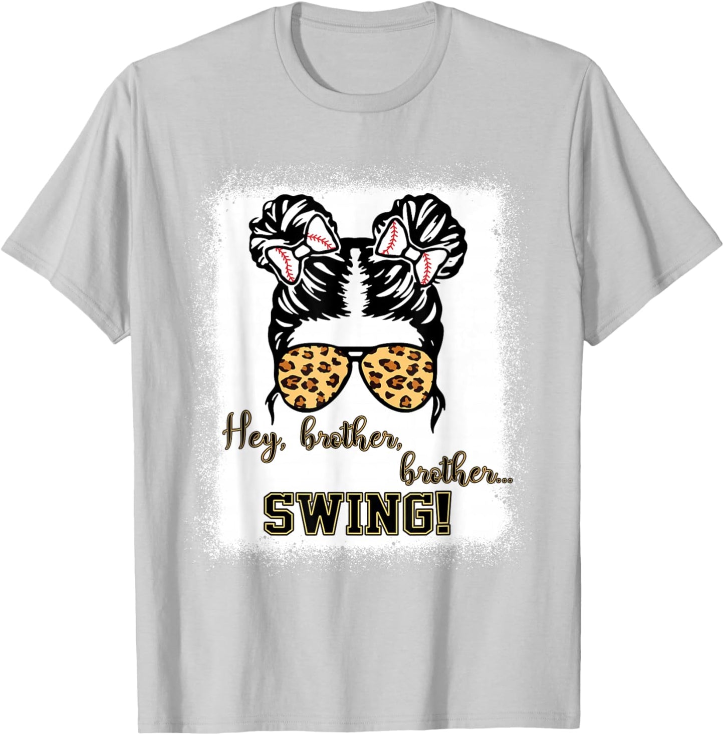 Kids Baseball Sister Hey Brother Brother Swing Toddler Girls T-Shirt - T-Shirt | Ash