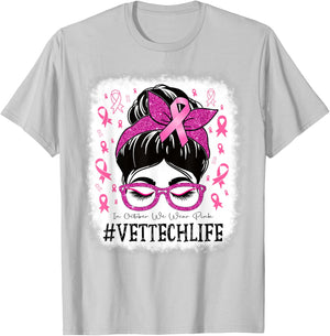 Vet Tech In October We Wear Pink Breast Cancer Awareness T-Shirt - T-Shirt | Ash