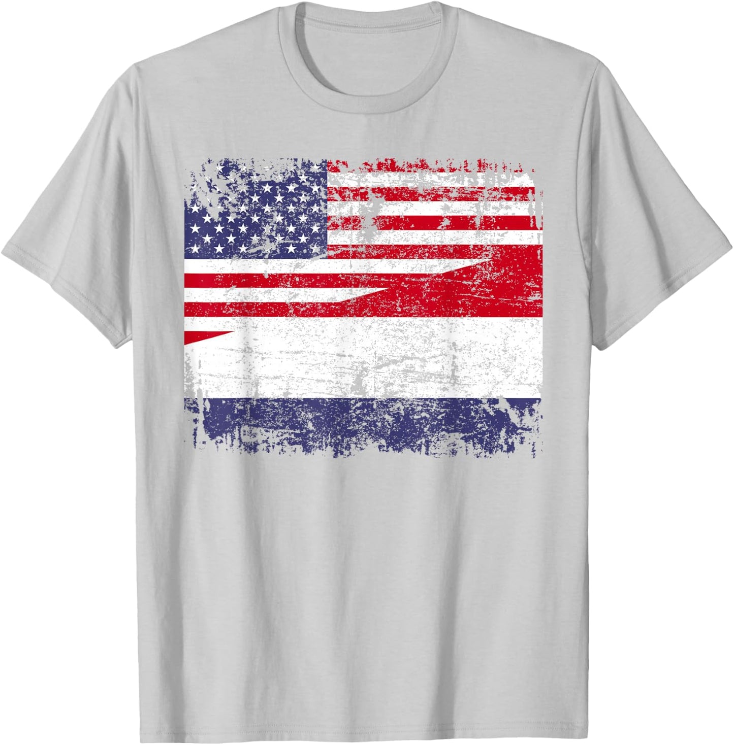 Dutch Roots | Half American Flag | Netherlands T-Shirt - T-Shirt | Ash