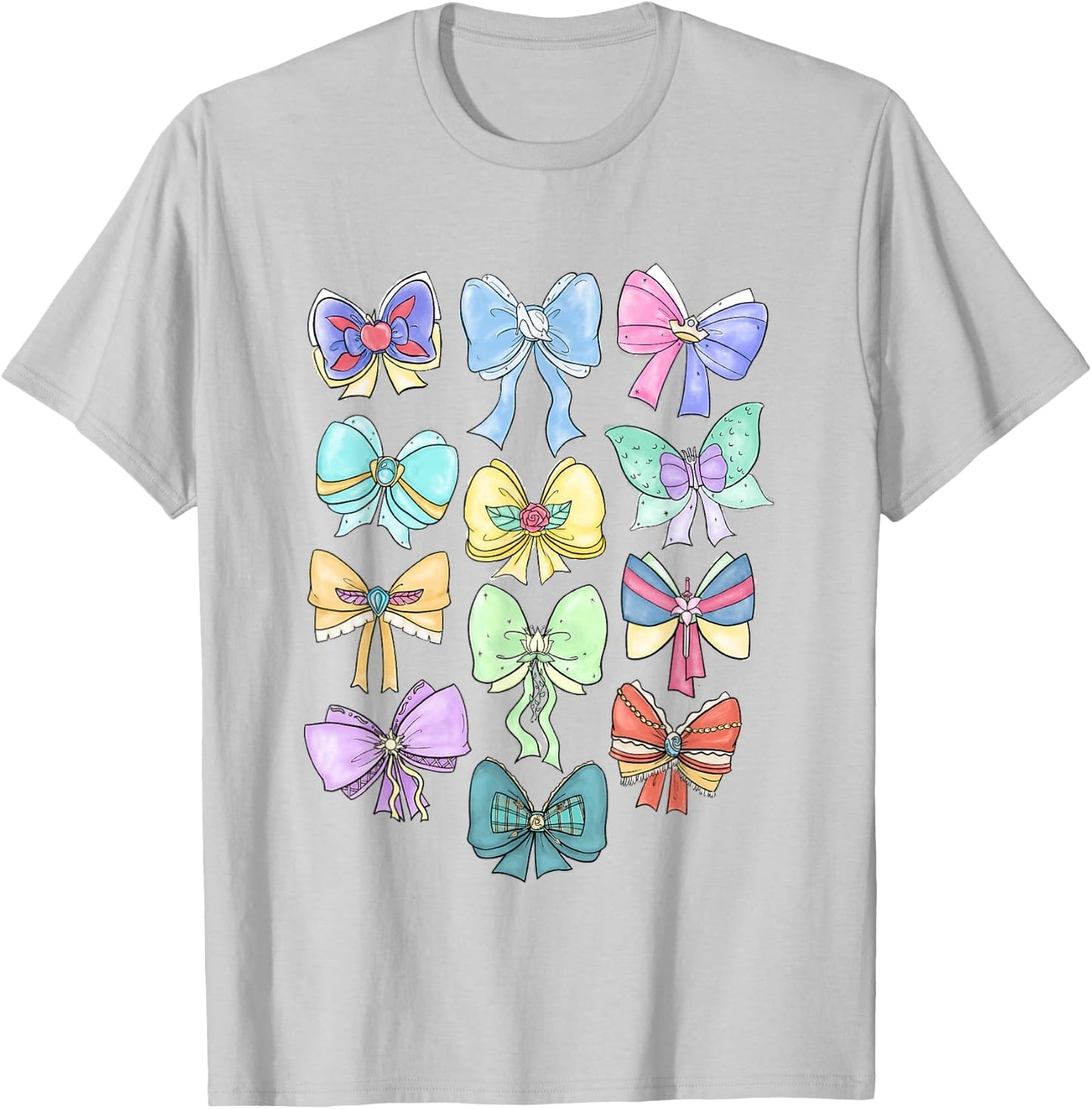 Disney Princess Cute Ribbons and Bows Pastel Colors Logo T-Shirt - T-Shirt | Ash
