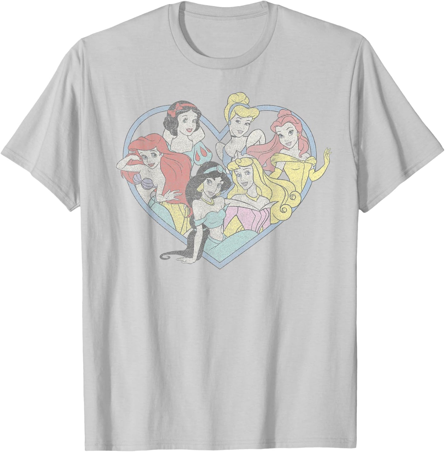 Disney Princess Valentine's Day Vintage Heart Group Shot T-Shirt - T-Shirt | Ash