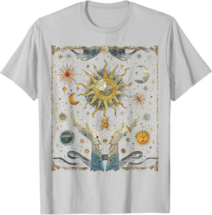 mystische Schlange Mond und Sonne Tarot Karte Kristalle T-Shirt - T-Shirt | Ash