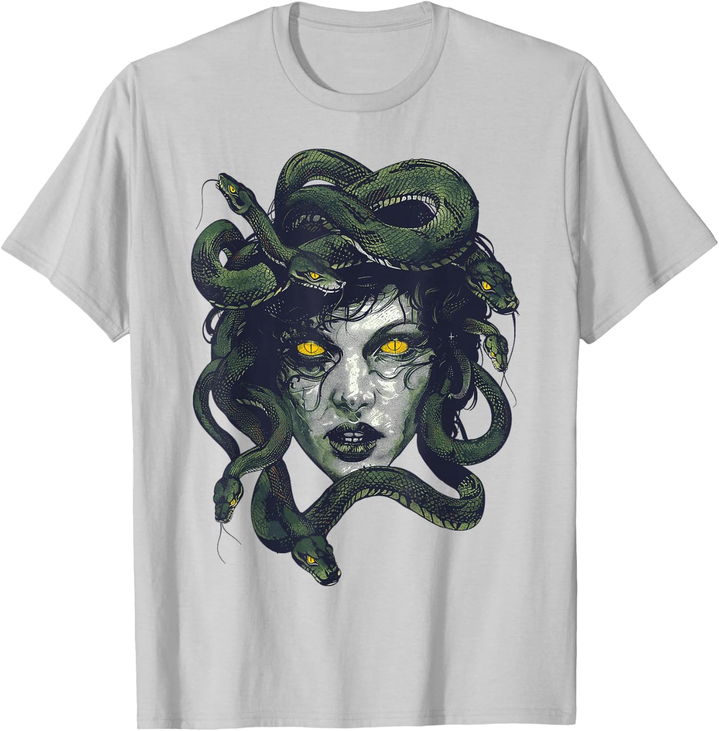 Medusa Greek Mythology Goddess with Snake Hair T-Shirt - T-Shirt | Ash