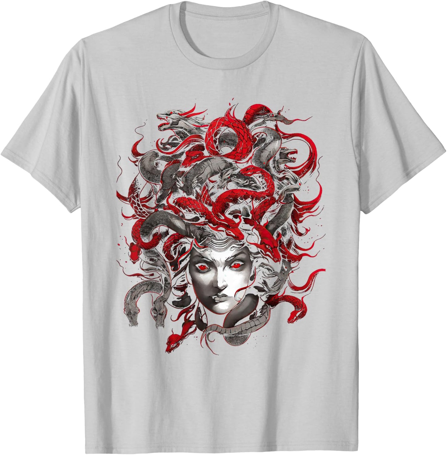 Medusahead Greek Mythology Ancient Snake Hair T-Shirt - T-Shirt | Ash