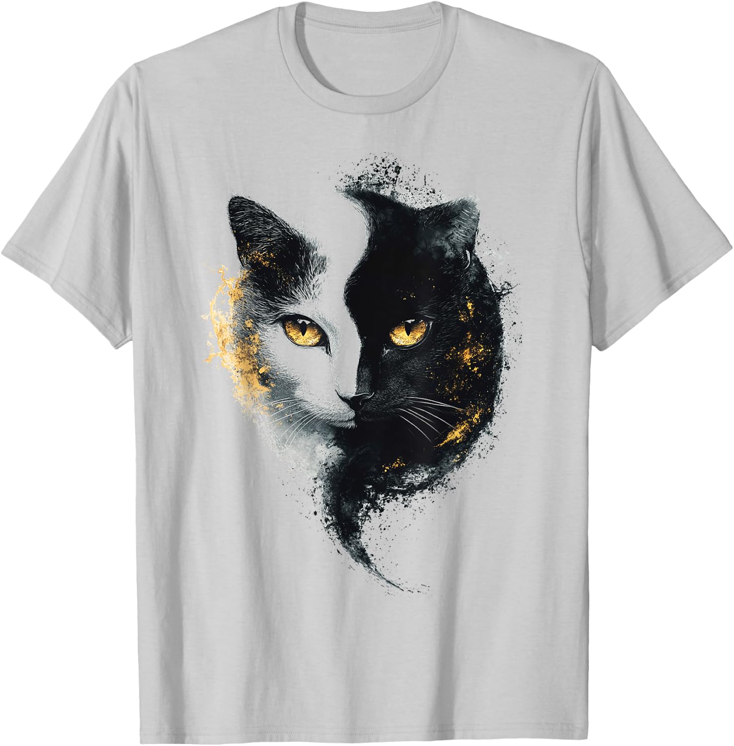 Chat Abstrait Portrait Animal Lover Illustration Graphique Chat T-Shirt - T-Shirt | Ash