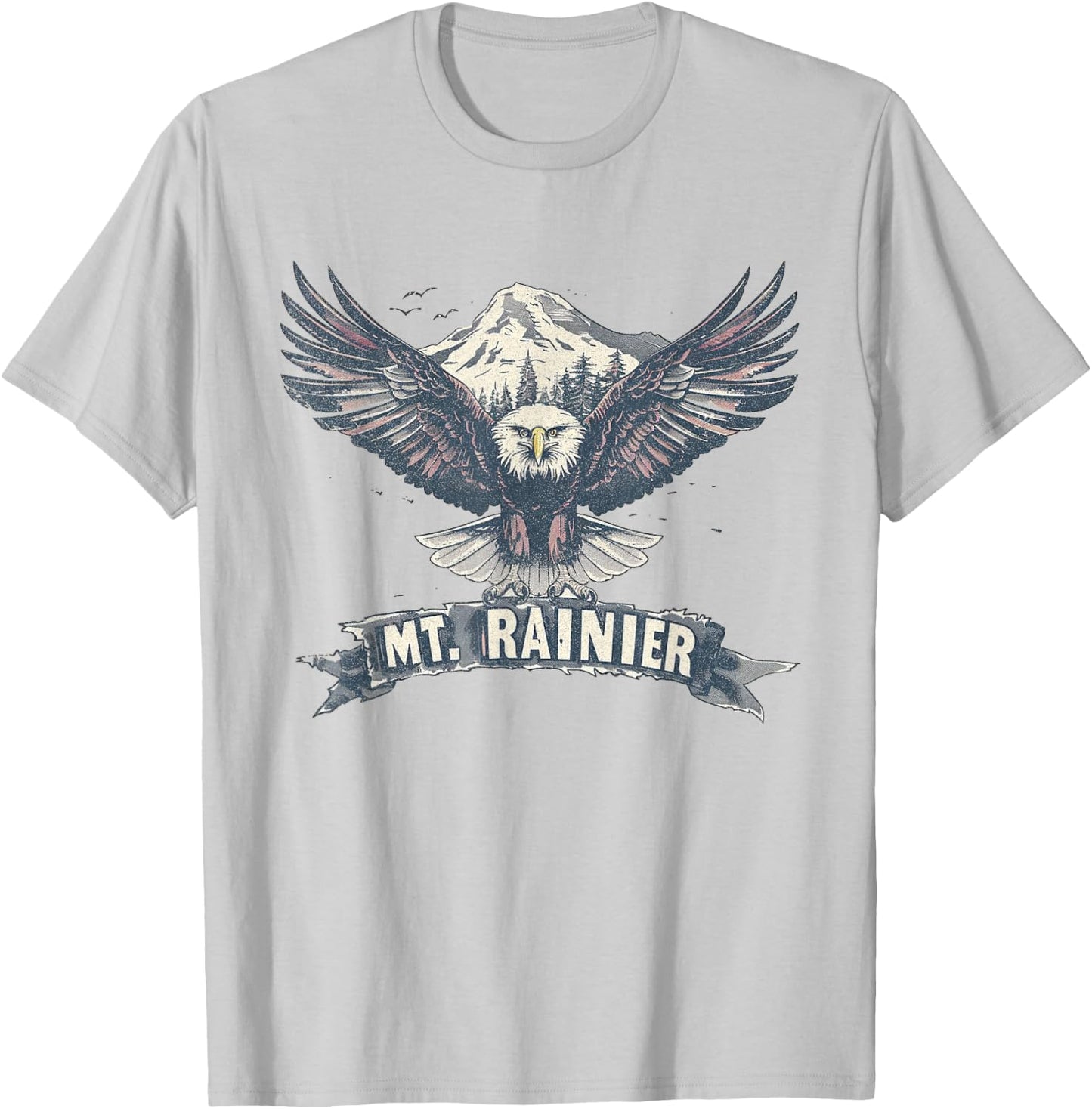 Mount Rainier - US National Park Vintage Men Women Retro T-Shirt - T-Shirt | Ash