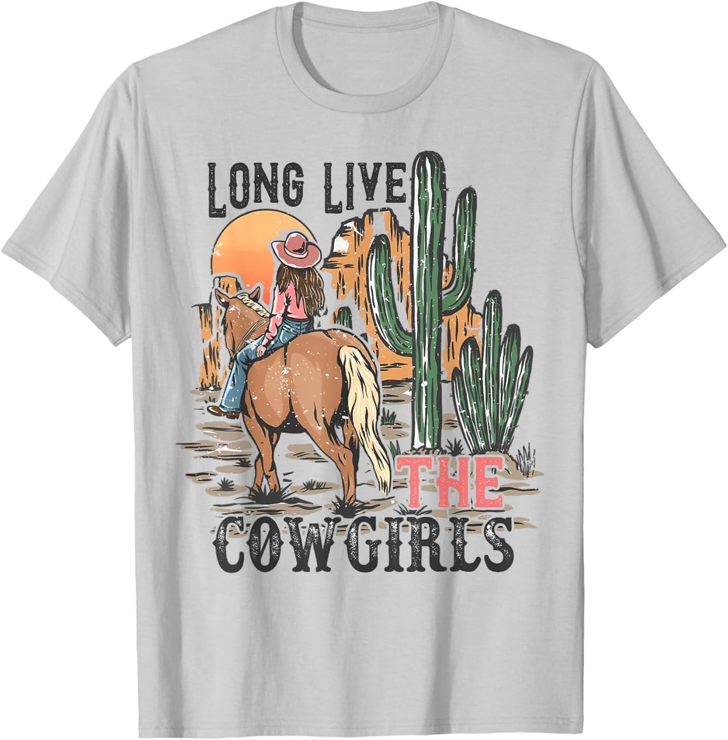 Long Live Western Cowgirls Vintage Texas Funny Country Music T-Shirt - T-Shirt | Ash