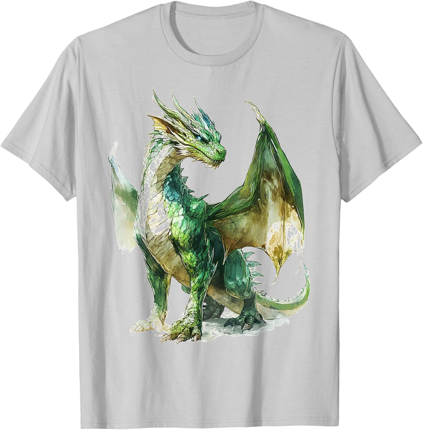 Green Dragon Motif Mythical Artwork Green Dragon T-Shirt - T-Shirt | Ash