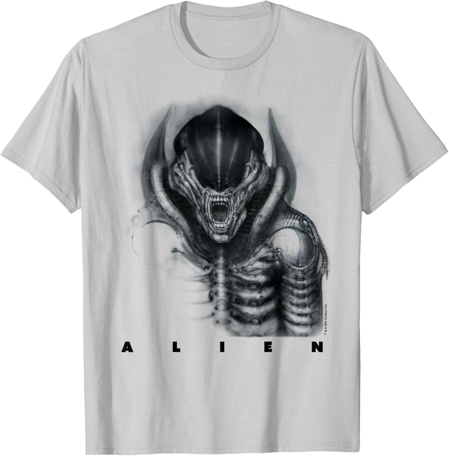 Aliens Iconic Epic Xenomorph Faded Big Chest Epic Portrait T-Shirt - T-Shirt | Ash