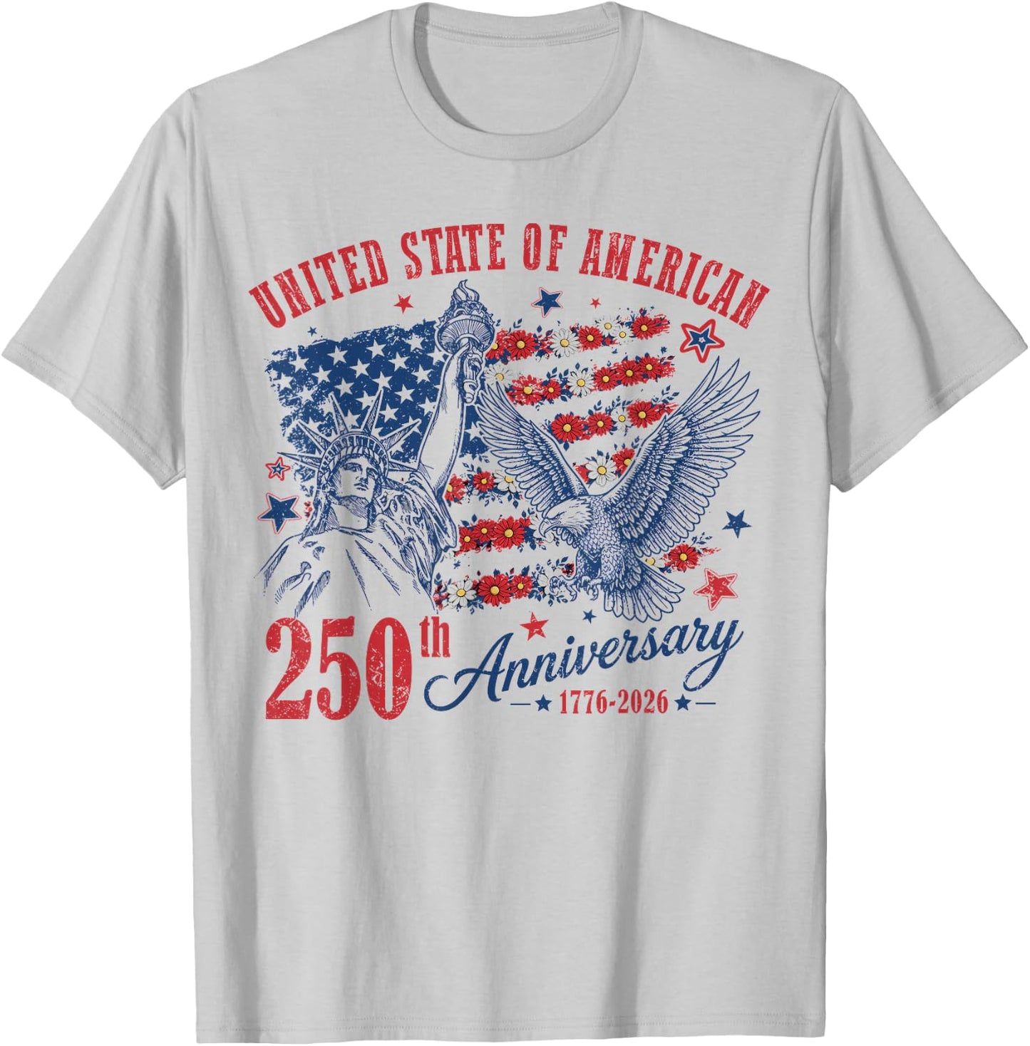 250 Years American 1776 2026 250th Women Kids 4th of July T-Shirt - T-Shirt | Ash