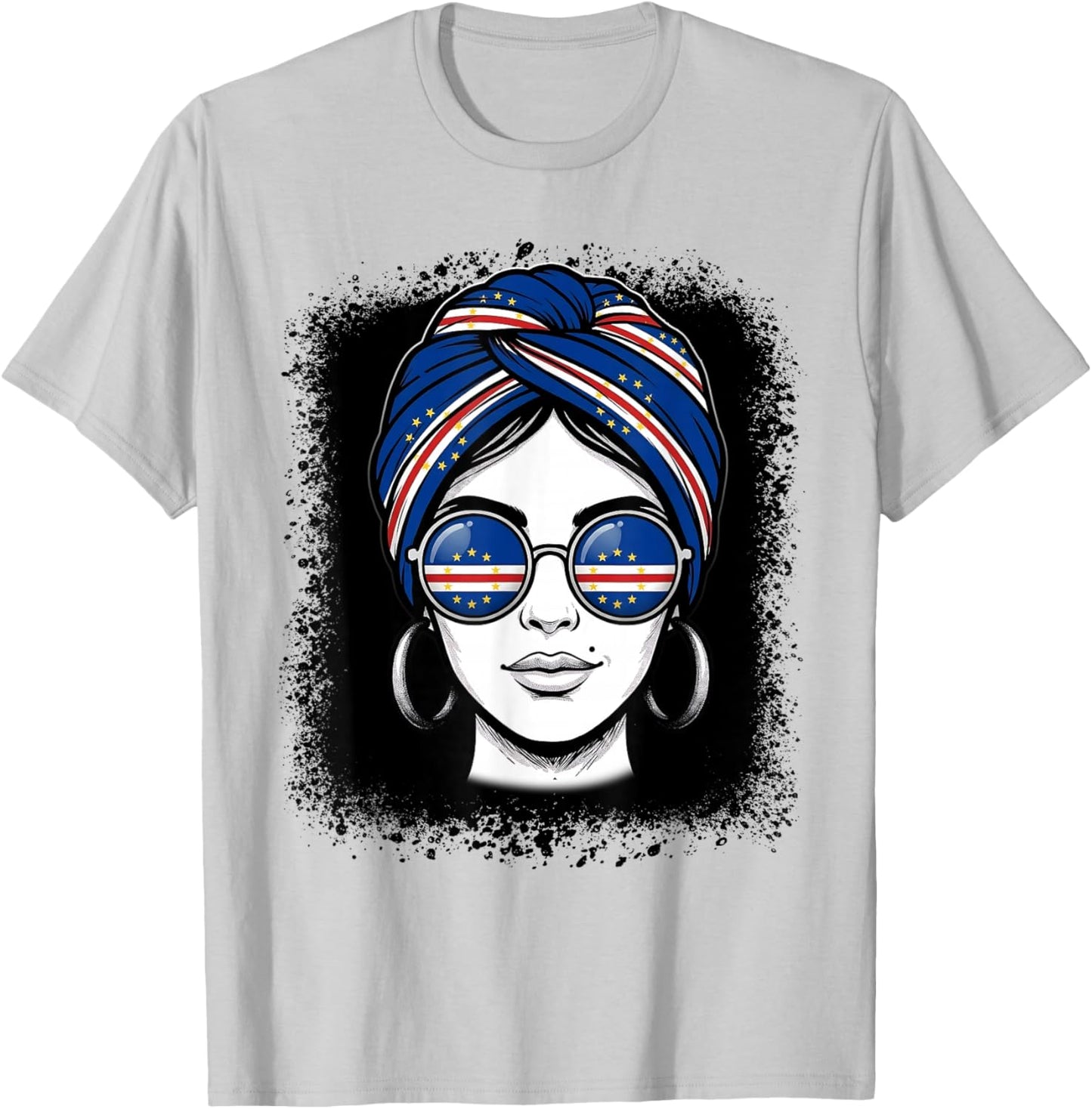 Cape Verde Flag Woman Turban Sunglasses Pride T-Shirt - T-Shirt | Ash