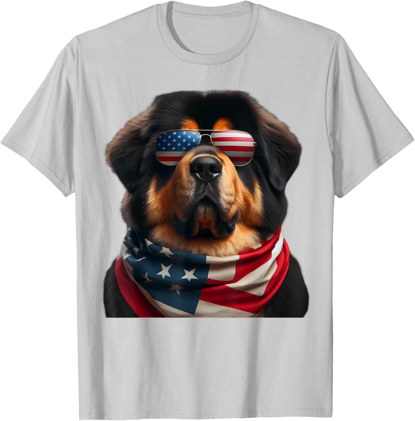 Tibetan Mastiff Dog 4th Of July American Independence Day T-Shirt - T-Shirt | Ash