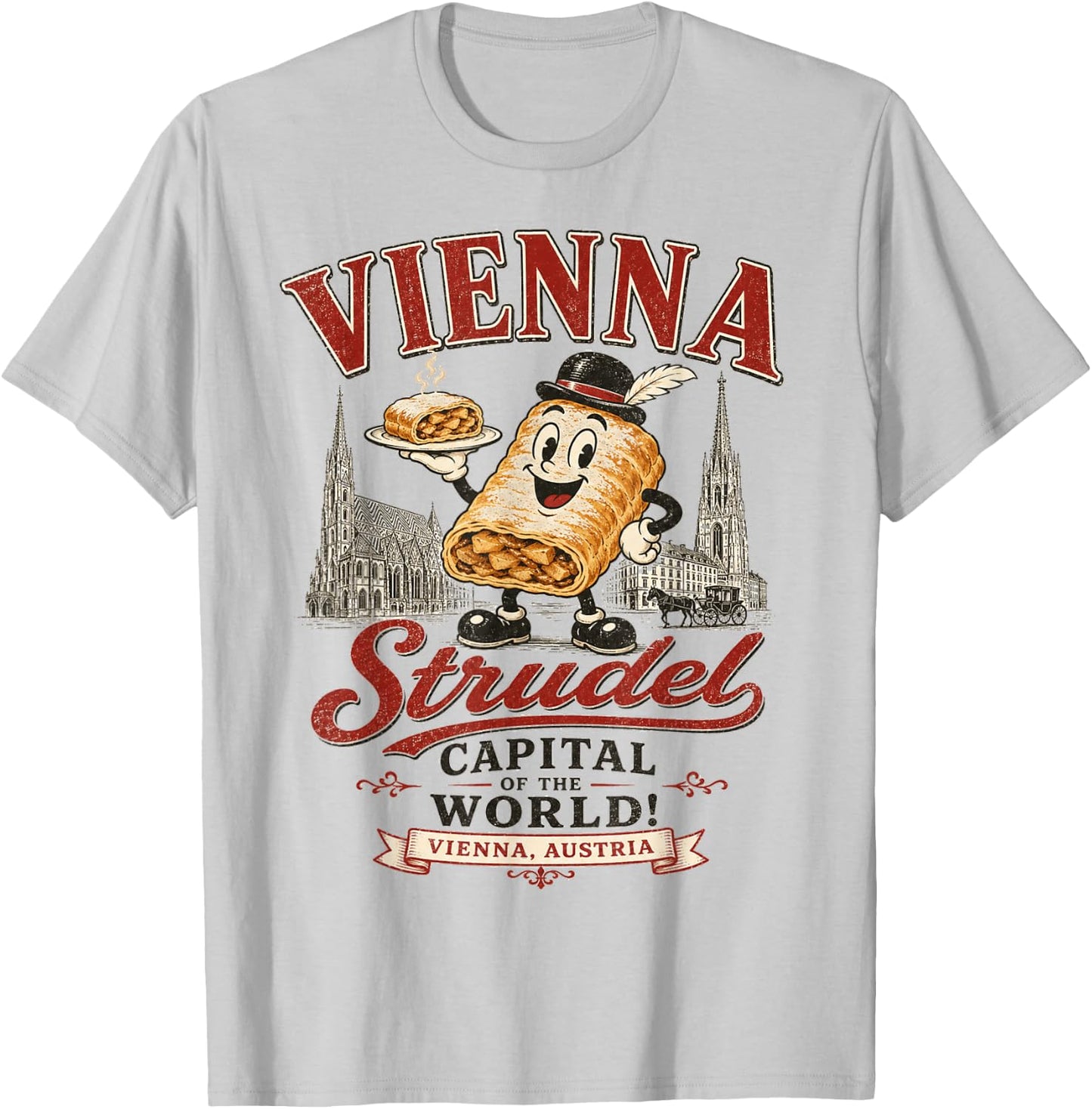 Vienna Austria - Strudel Capital of the World - Mascot Logo T-Shirt - T-Shirt | Ash