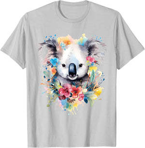 Koala Animal Colorful Pattern Painting Art Abstract Koala , white, S T-Shirt - T-Shirt | Ash