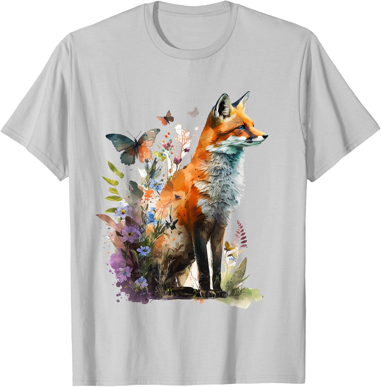 Fox Animal Lover Forest Art Animal Fox T-Shirt - T-Shirt | Ash