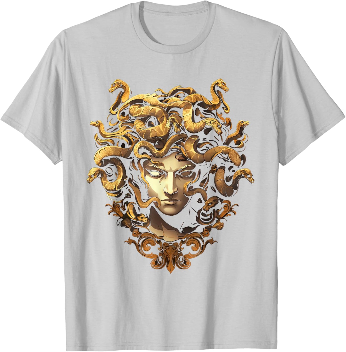 Medusahead Greek Mythology Ancient Snake Hair T-Shirt - T-Shirt | Ash