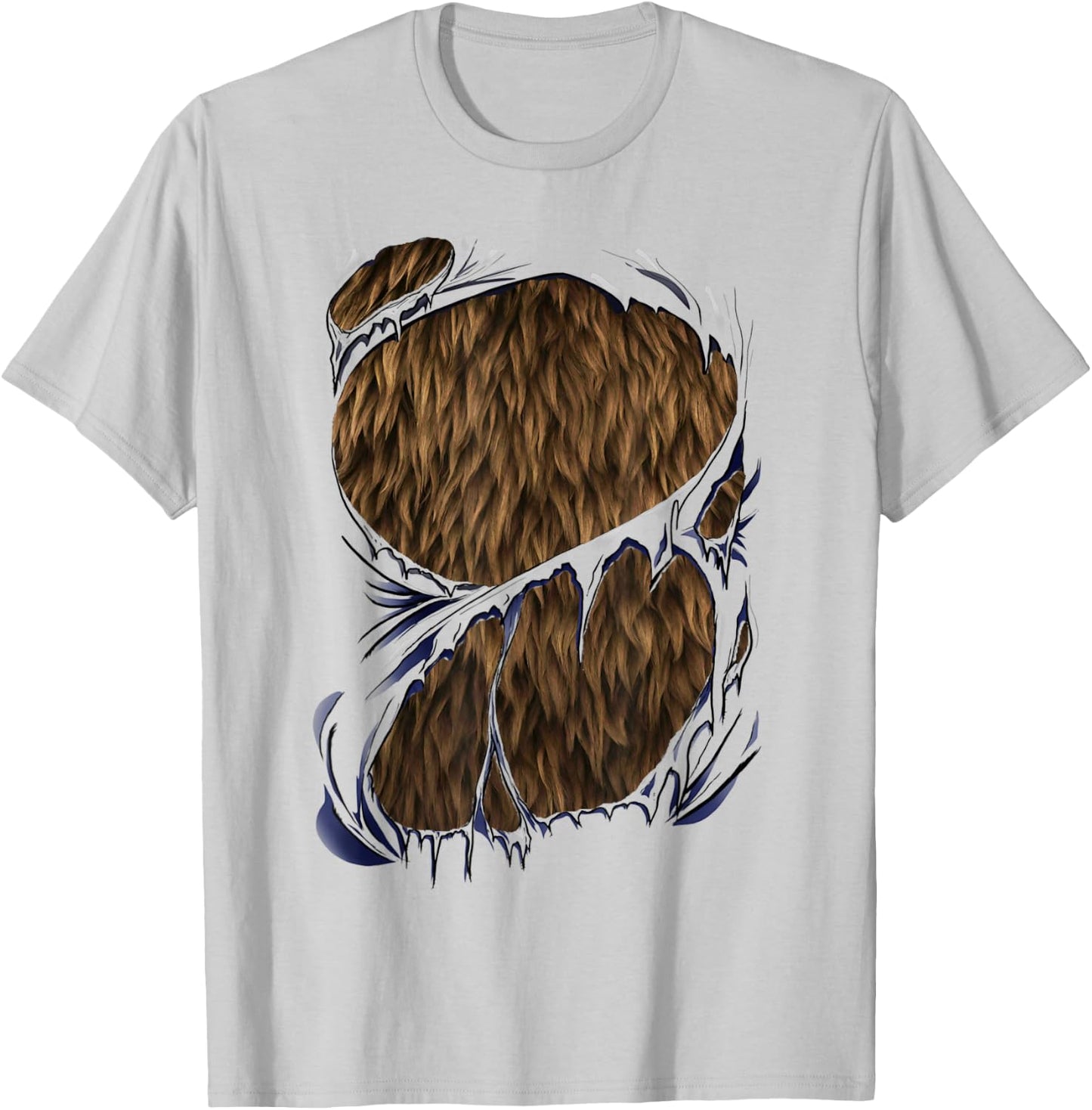 Werewolf Halloween Costume - Furry Bear or Beast Torn Ripped T-Shirt - T-Shirt | Ash