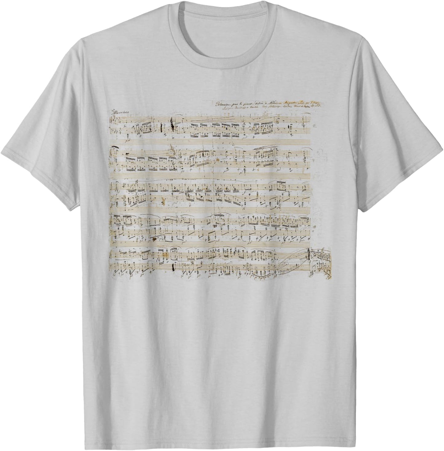 Handwritten Sheet Music of Polonaise by Chopin T-Shirt - T-Shirt | Ash