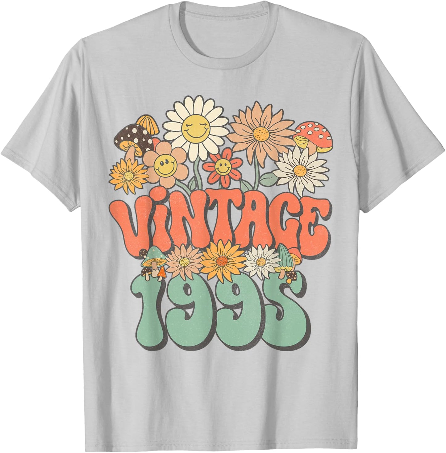 Vintage 1995 Floral Hippie Groovy Daisy Flower 30th Birthday T-Shirt - T-Shirt | Ash