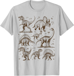 Dinosaur Paleontology Science Biology T-Rex Vintage Graphic , grey, S T-Shirt - T-Shirt | Ash