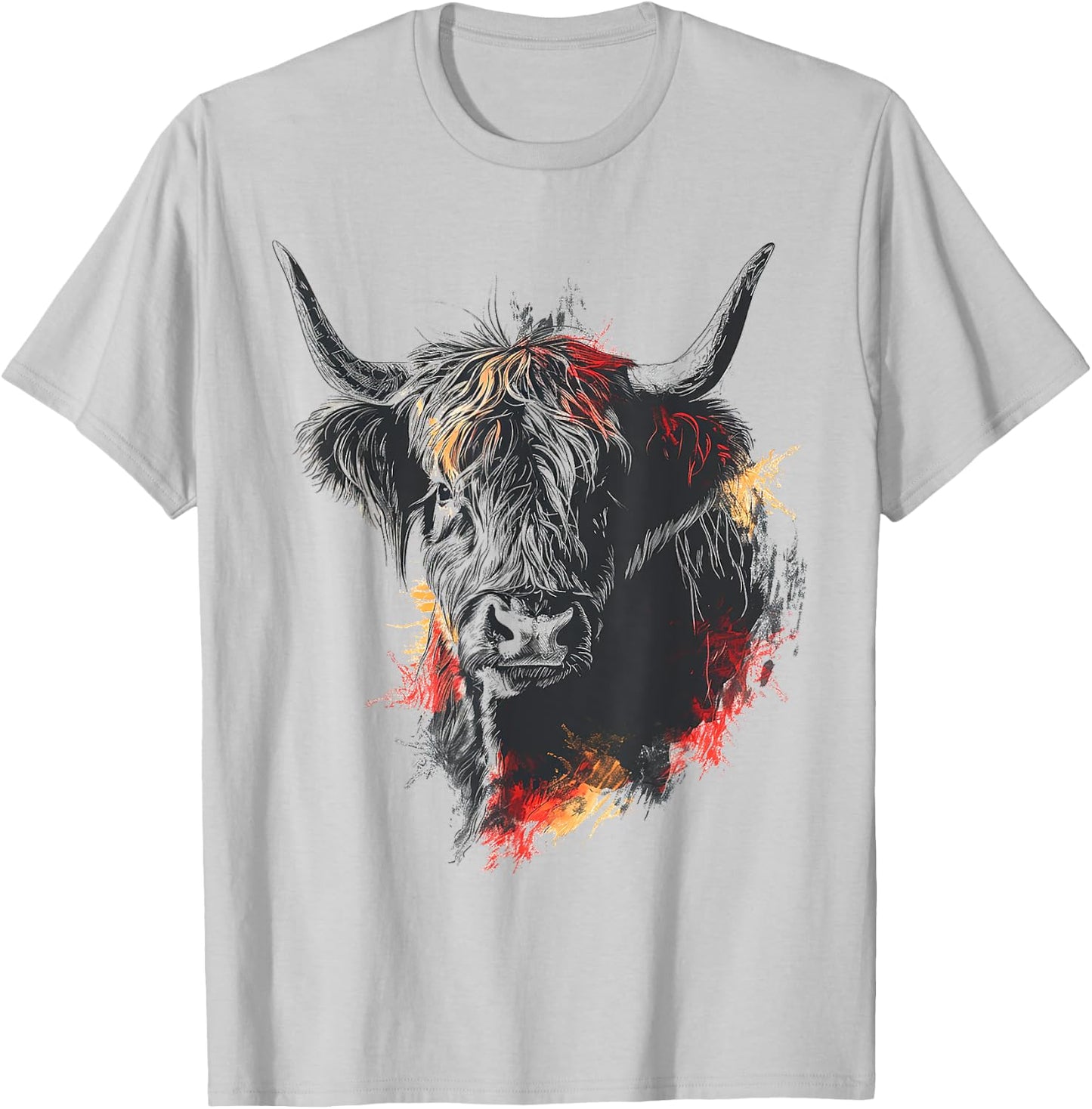 Highland Cow Tierzoo Zeichnung Hochlandkuh T-Shirt - T-Shirt | Ash