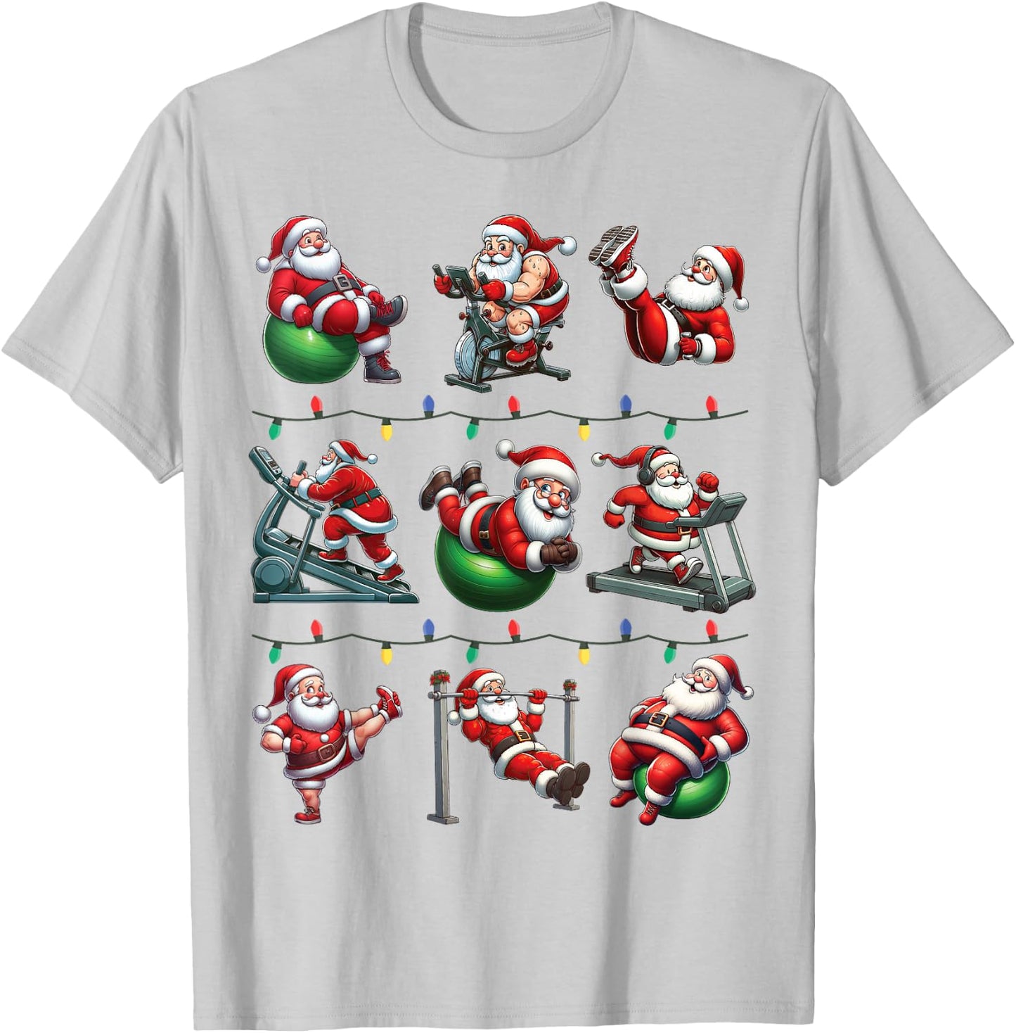 Santa Fitness Collection Gym Workout Weightlifting Christmas T-Shirt - T-Shirt | Ash