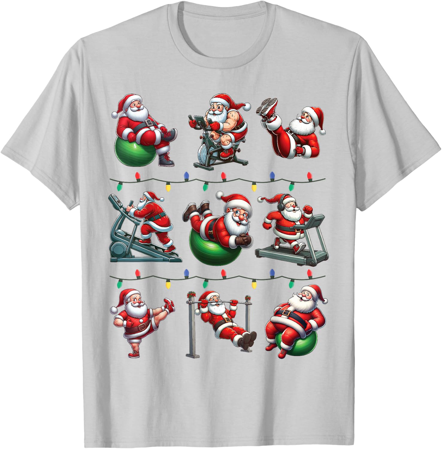 Santa Fitness Collection Gym Workout Weightlifting Christmas T-Shirt - T-Shirt | Ash