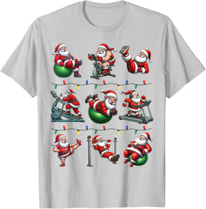 Santa Fitness Collection Gym Workout Weightlifting Christmas T-Shirt - T-Shirt | Ash