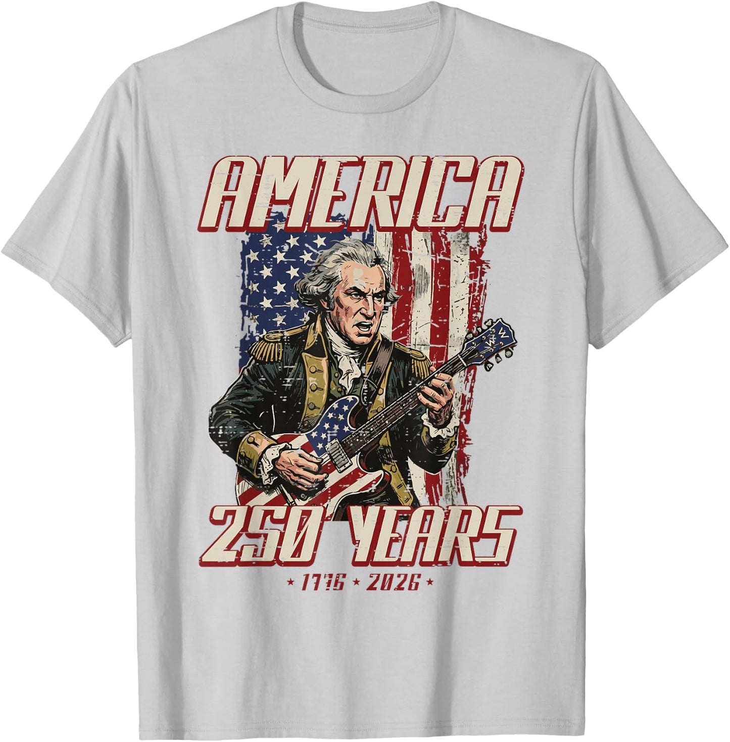 Washington Guitar America 250 250th Anniversary 4th of July T-Shirt - T-Shirt | Ash
