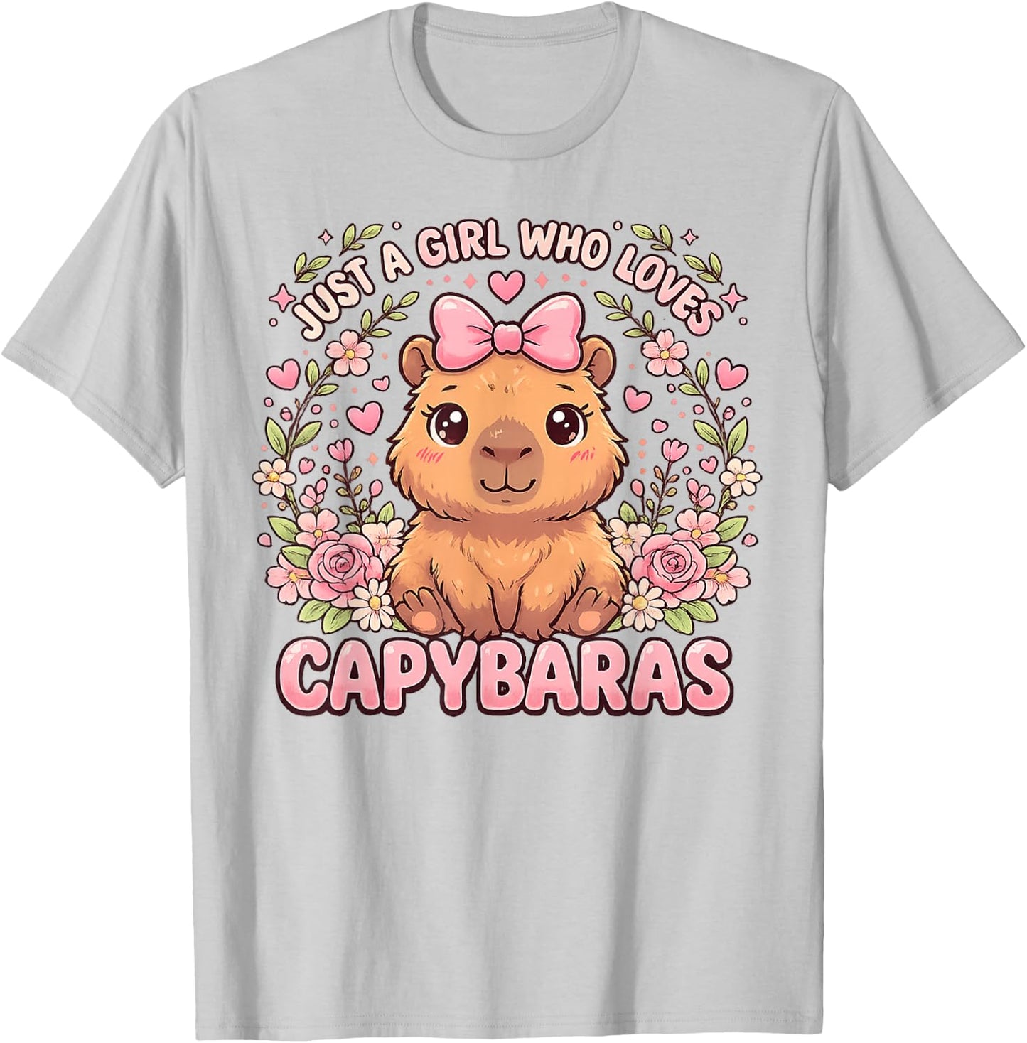 Just a Girl Who Loves Capybaras Graphic Kids Girl T-Shirt - T-Shirt | Ash