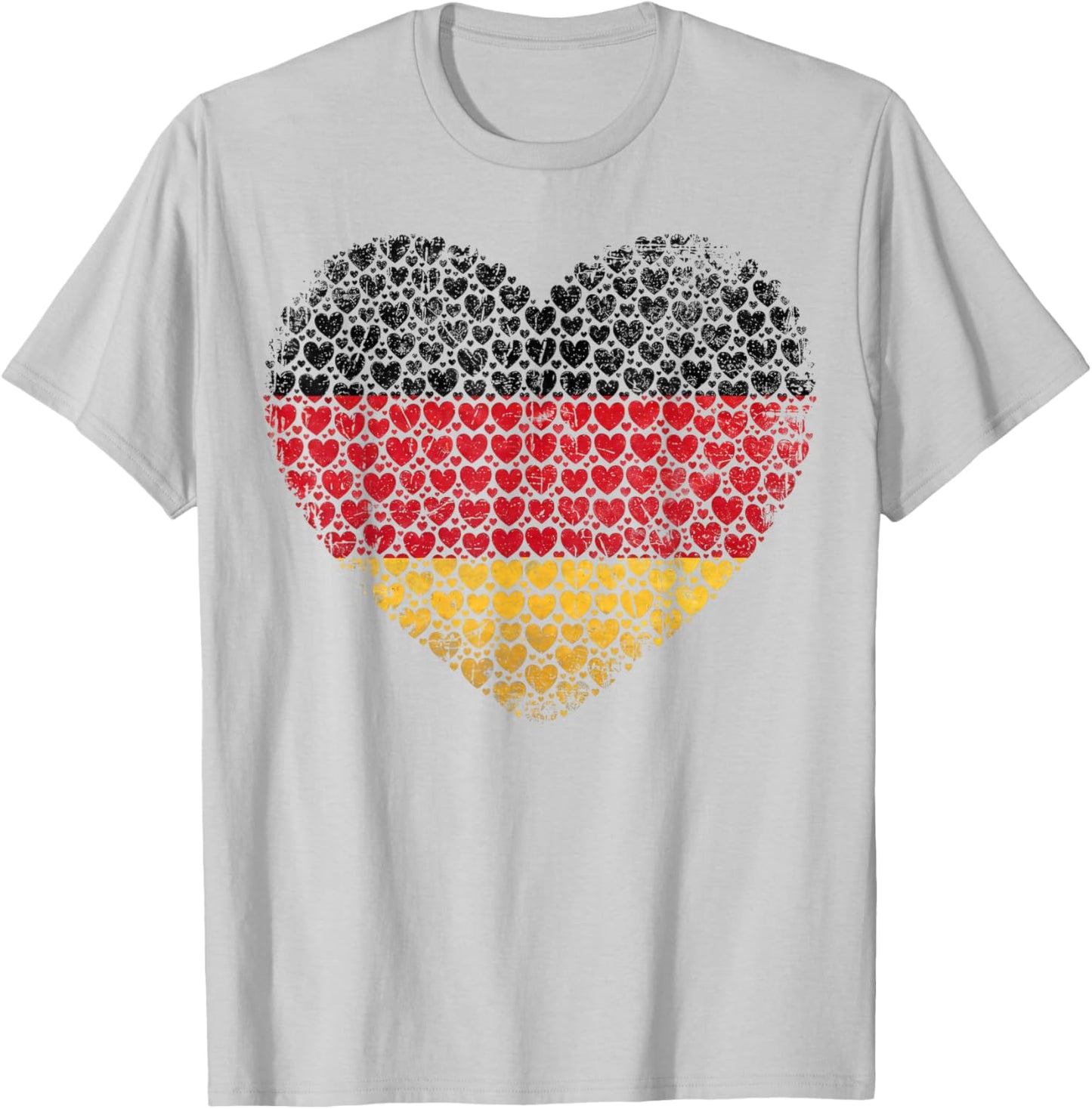 Deutschland Flaggenherz aus kleinen Herzen Schwarz Rot Gold T-Shirt - T-Shirt | Ash