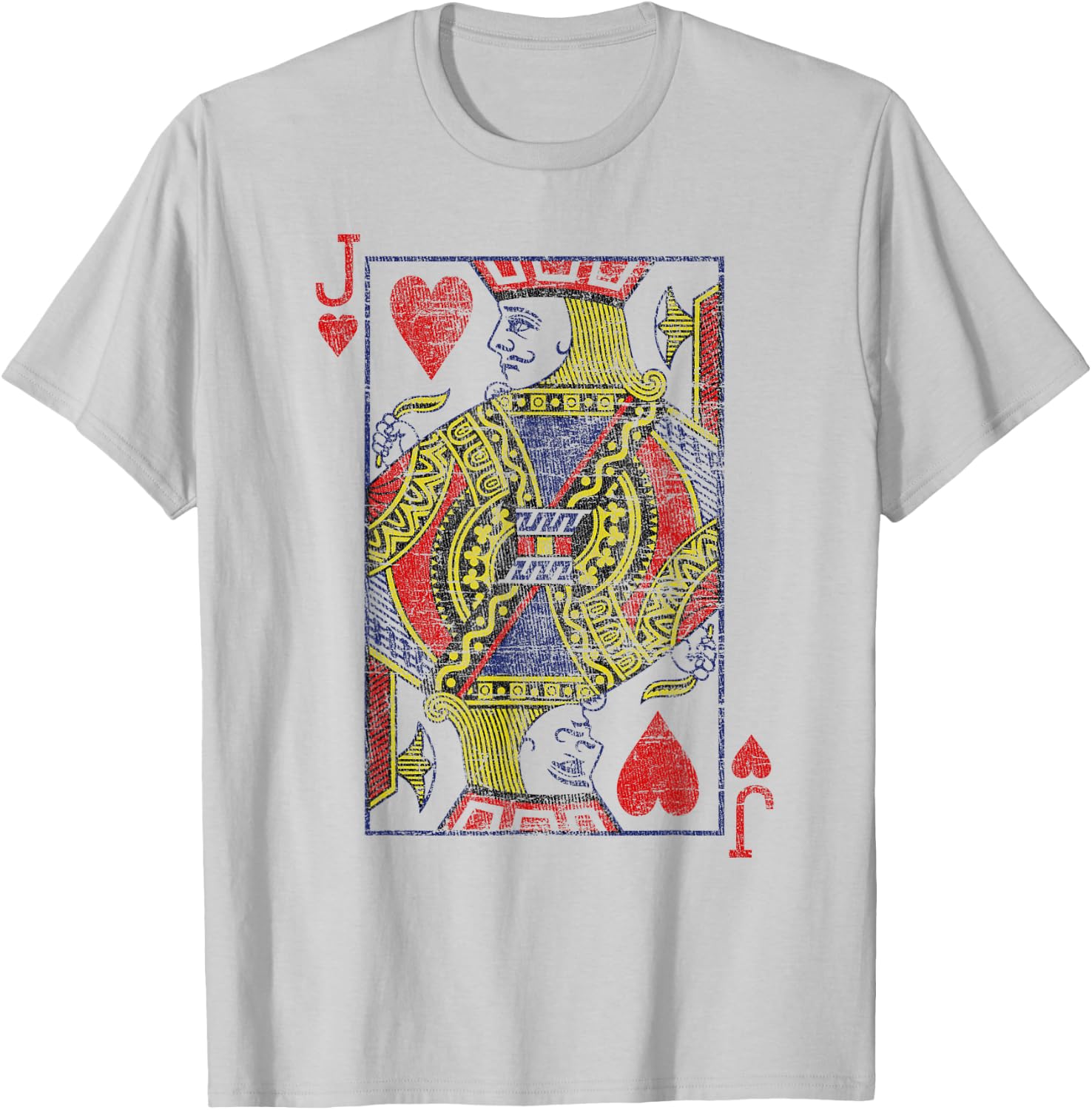 Bube of the Hearts Playing Cards Costume Poker Distressed T-Shirt - T-Shirt | Ash