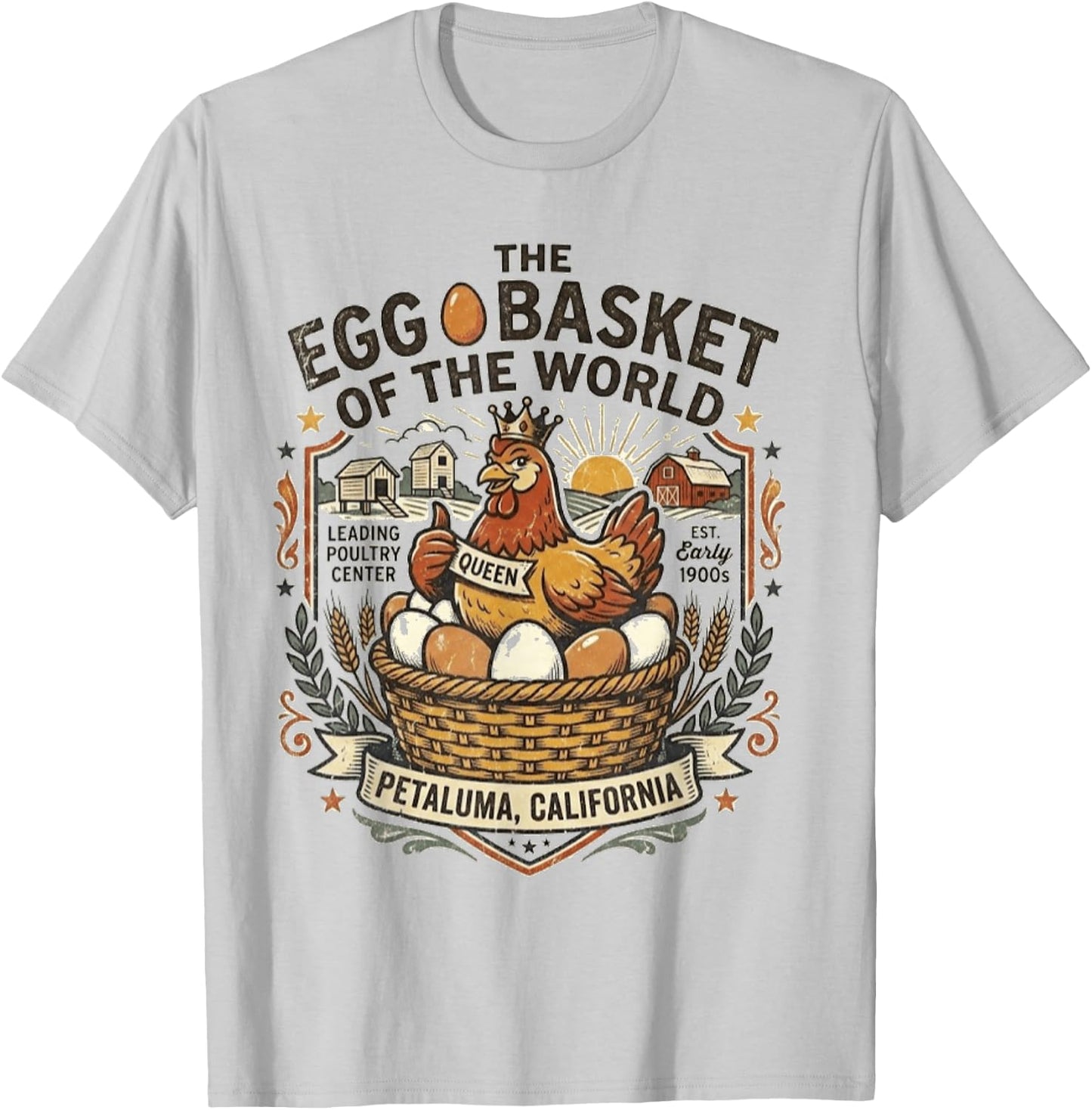 Petaluma, CA - Egg Basket of the World - Vintage Logo T-Shirt - T-Shirt | Ash