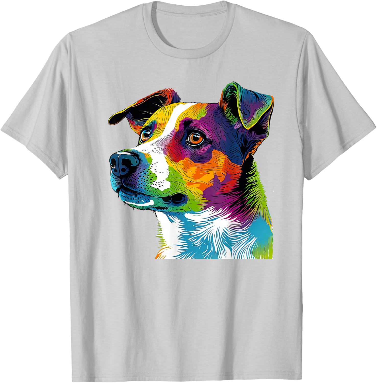 Cute Jack Russel Dog Colorful Jack Russel Mom T-Shirt - T-Shirt | Ash