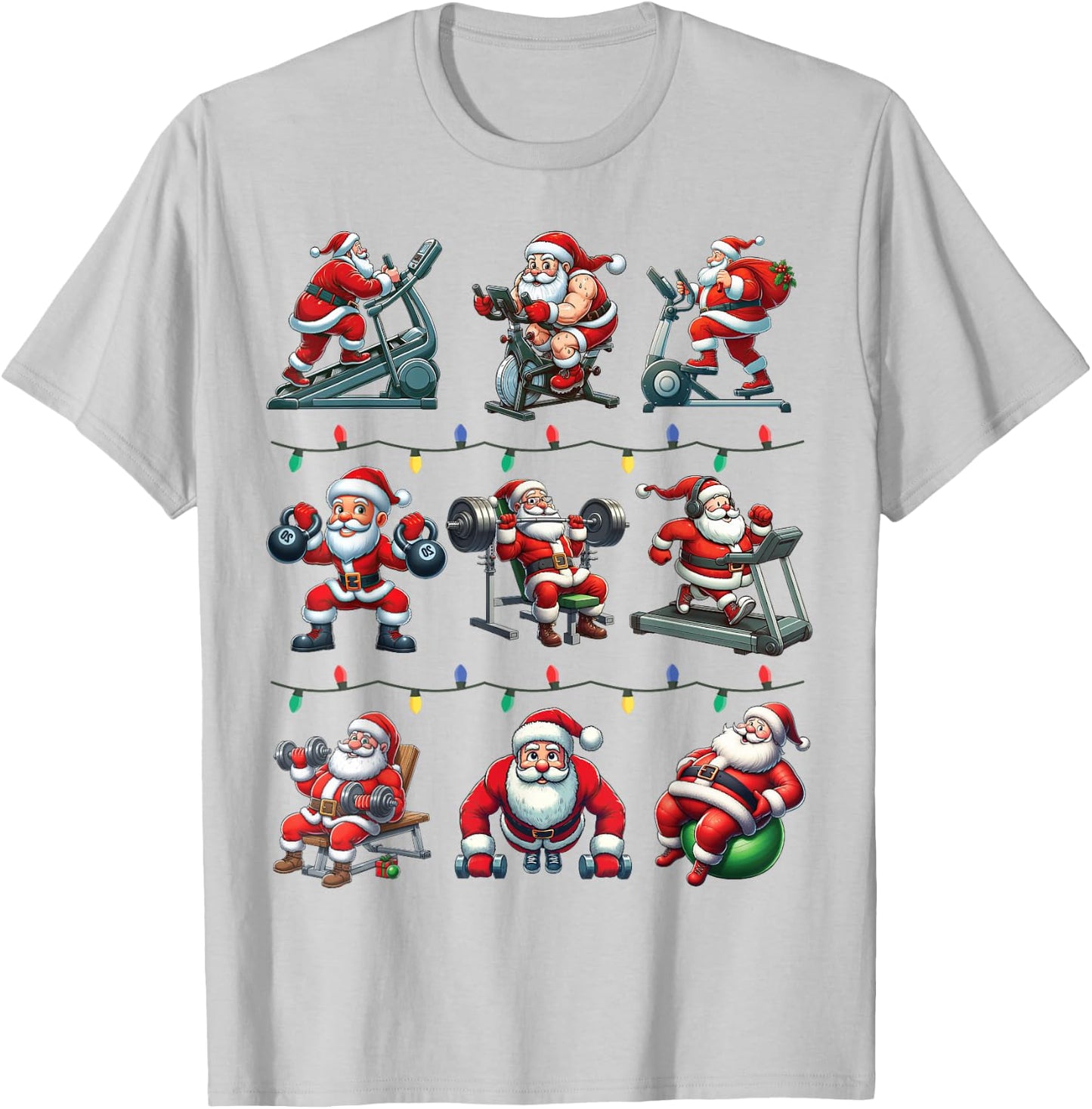 Santa Fitness Collection Gym Workout Weightlifting Christmas T-Shirt - T-Shirt | Ash