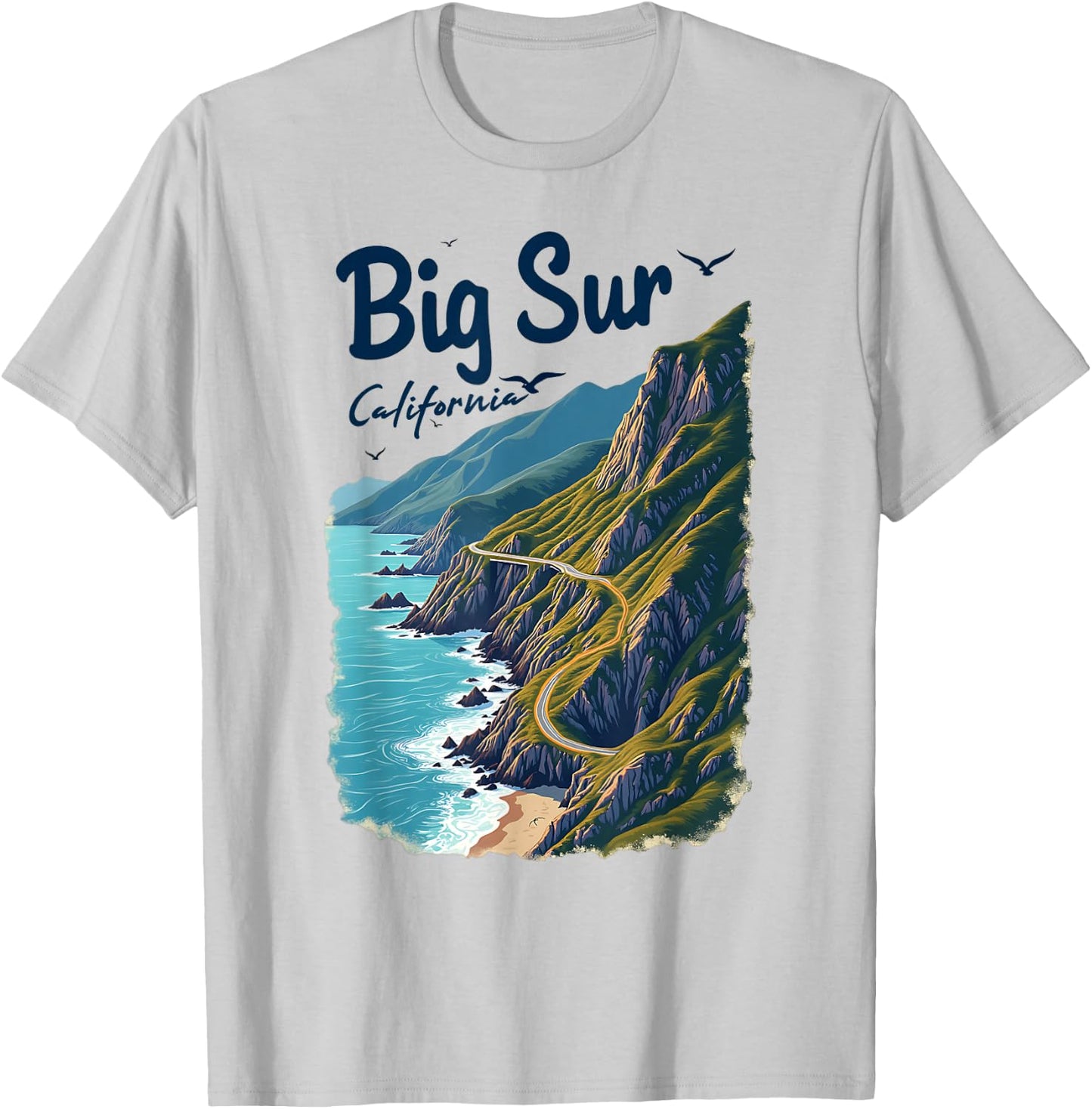 Surfing Surf Big Sur California Scenic Coastal View T-Shirt - T-Shirt | Ash
