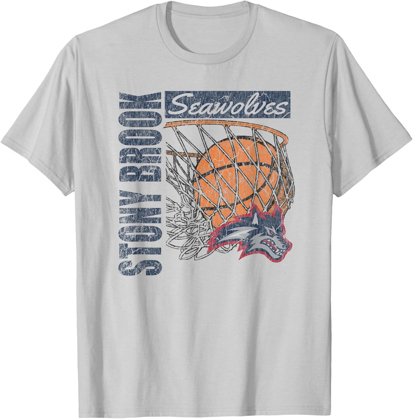 Stony Brook Seawolves Vintage Basketball 90's White T-Shirt - T-Shirt | Ash