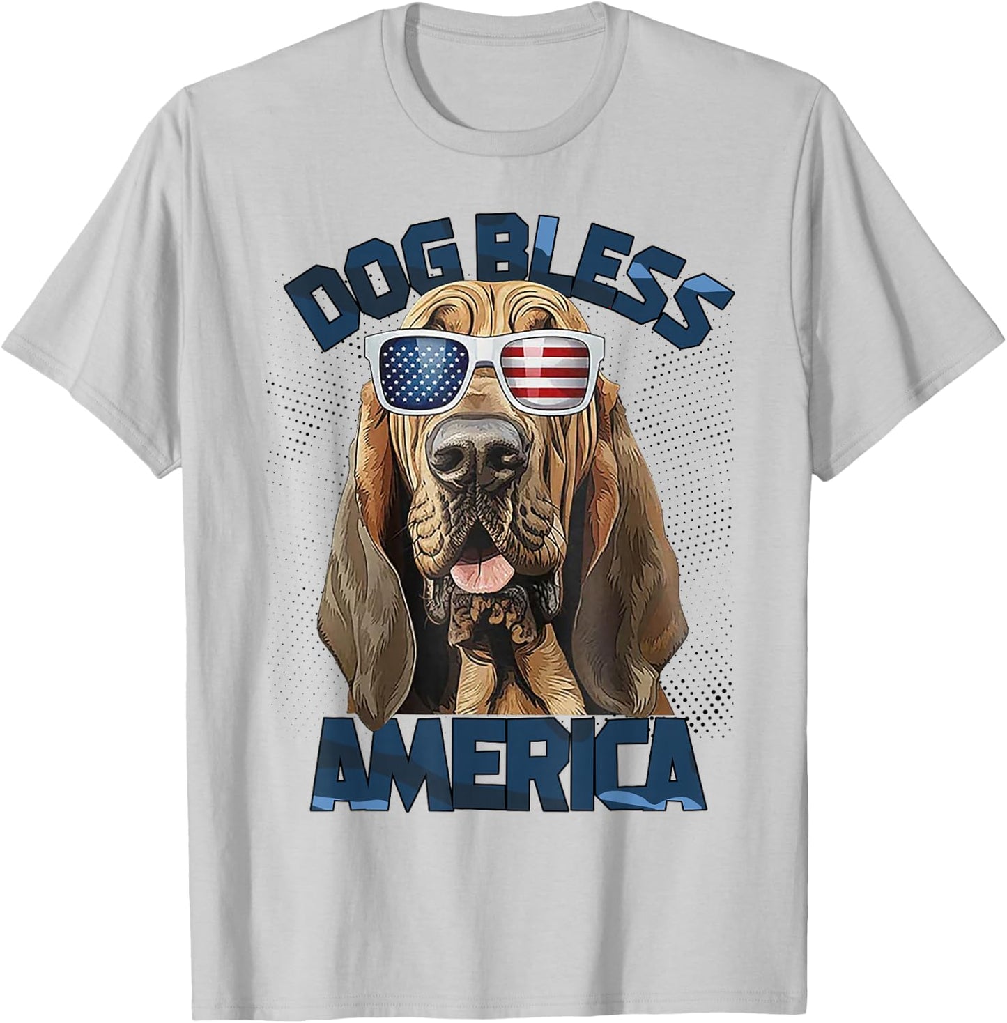 Blood Hound Dog Bless America T-Shirt - T-Shirt | Ash