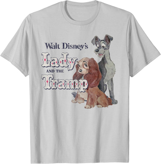 Disney Lady And The Tramp Classic Logo , white, S T-Shirt - T-Shirt | Ash