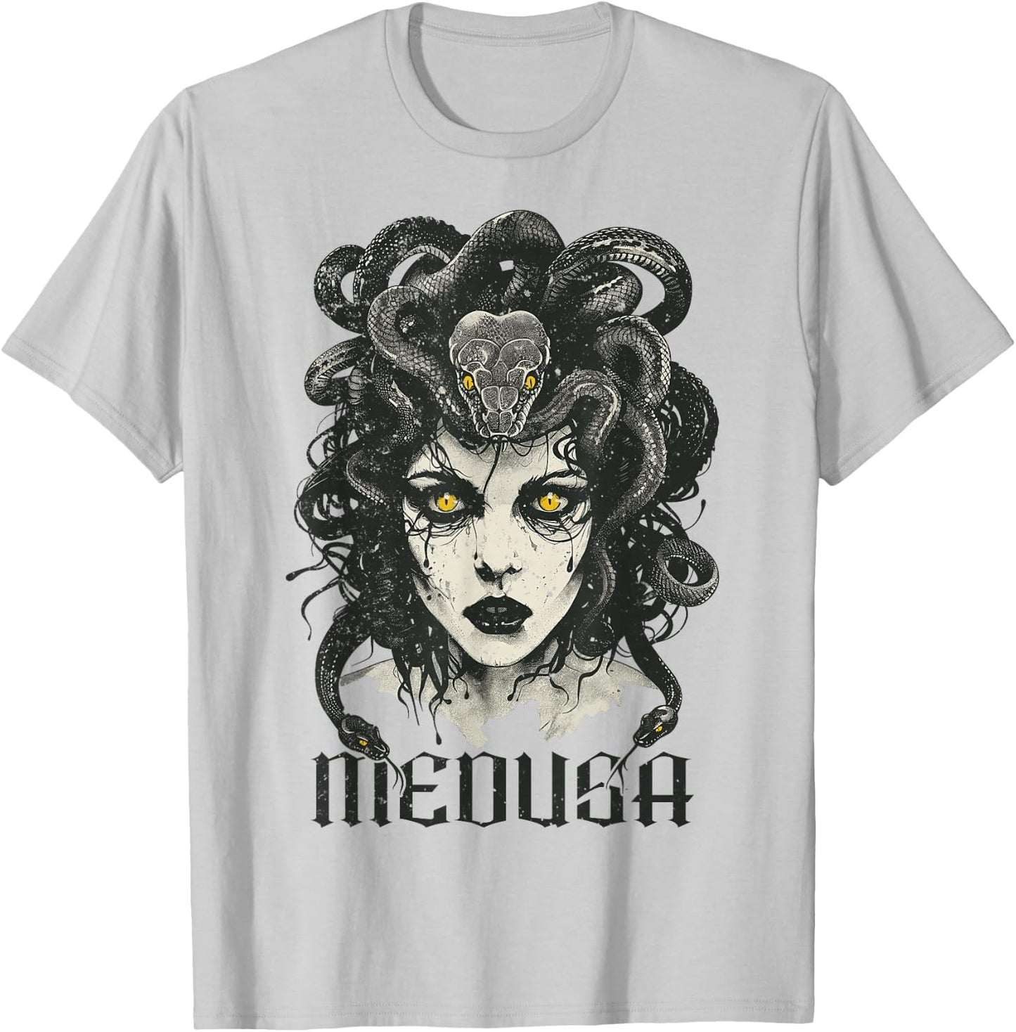 Medusa Greek Mythology Goddess with Snake Hair T-Shirt - T-Shirt | Ash