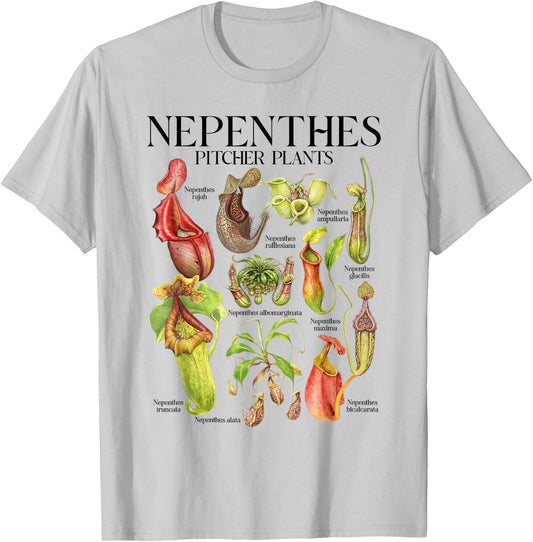 Carnivorous Plant Lover Botanical Nepenthes Pitcher Plants T-Shirt - T-Shirt | Ash