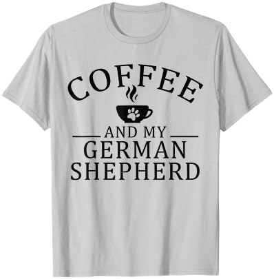 German Shepherd Dog And Coffee T-Shirt - T-Shirt | Ash
