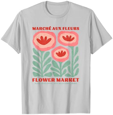 Women's Paris Botanical Market Flower Top T-Shirt - T-Shirt | Ash
